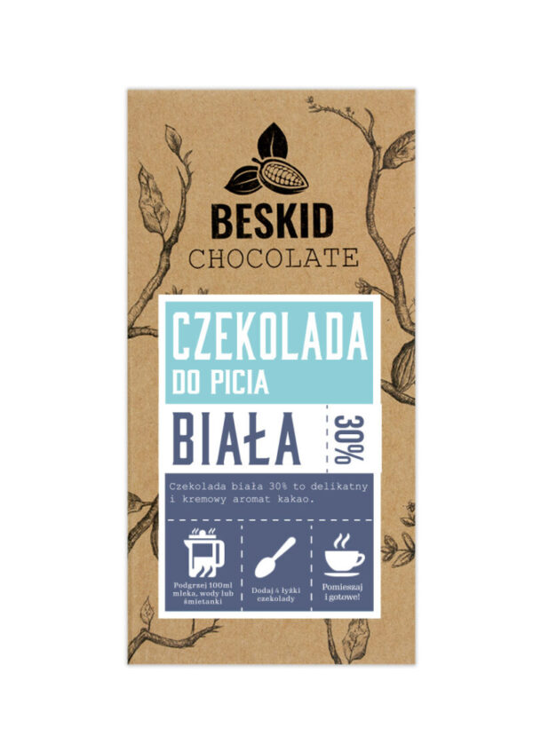 Czekolada Beskid Chocolate biała czekolada do picia. Pudełko. Sklep mundonovo.pl
