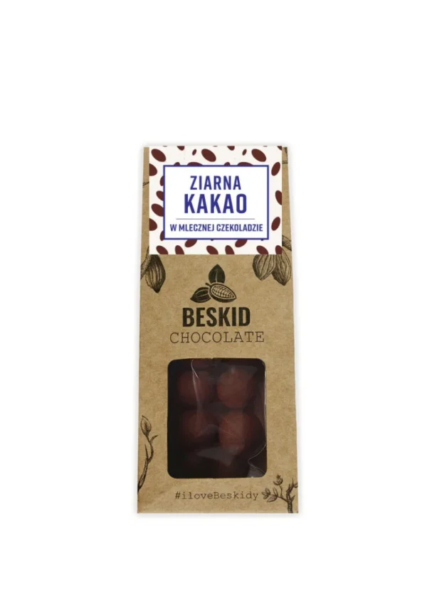 Beakid-Chocolate-Draze-Ziarno kakao w mlecznej czekoladzie opakowana w trójkątne pudełko z okienkiem_mundonovo.pl